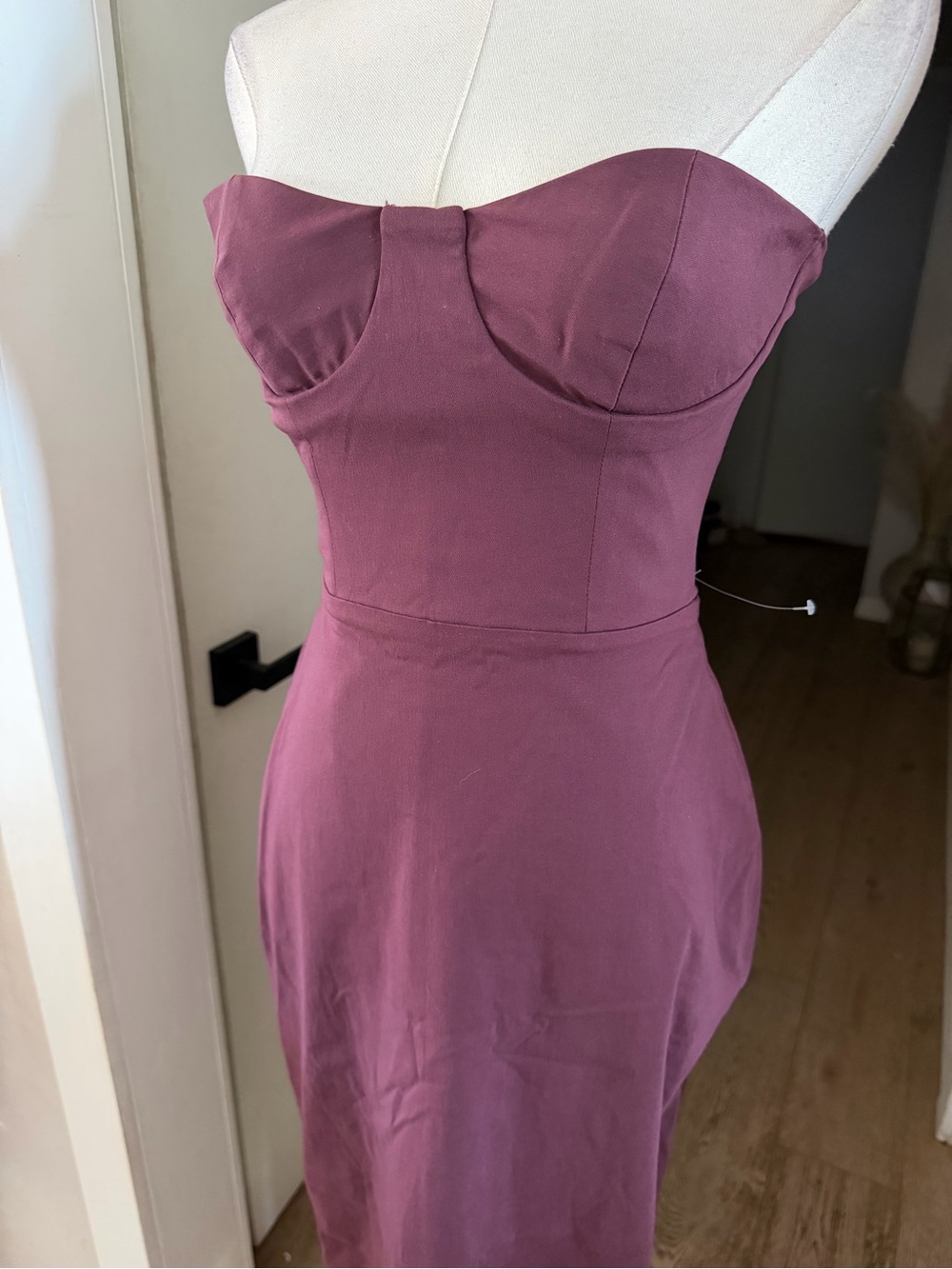 House of CB Strapless Plum Bodycon Maxi Dress Sz S Plus Cup MSRP $285 NEW - Picture 5 of 10